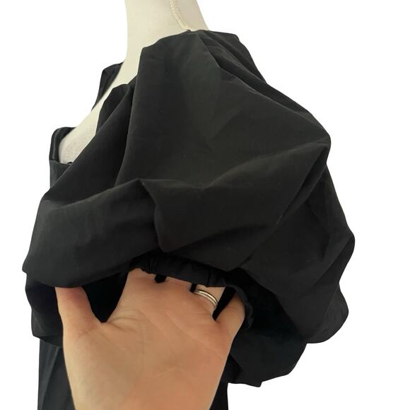 Banana Republic Puff Sleeve Maxi Dress Size 14 Black Low Back Wedding Event NWT - Picture 6 of 9